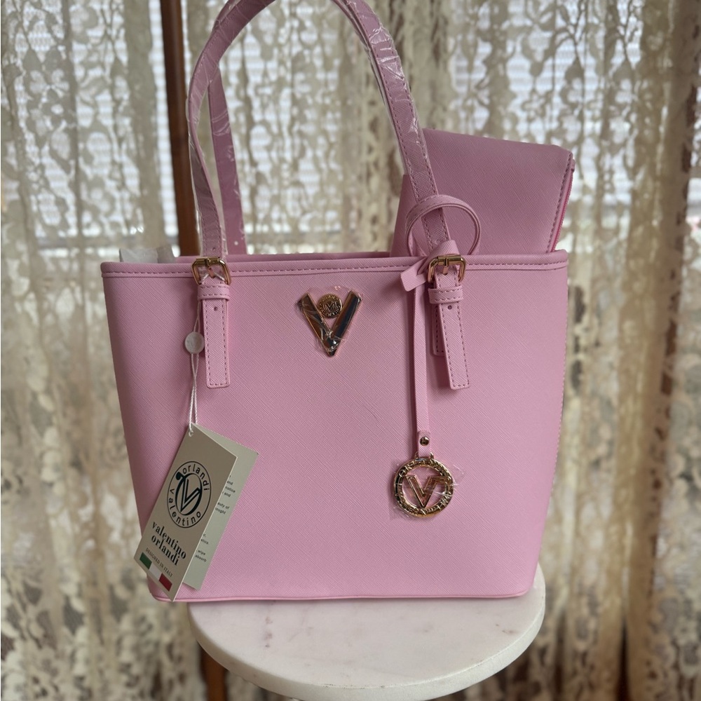 Valentino Orlandi Pink Saffiano Tote Bag
NWT Gold Hardware + Pouch